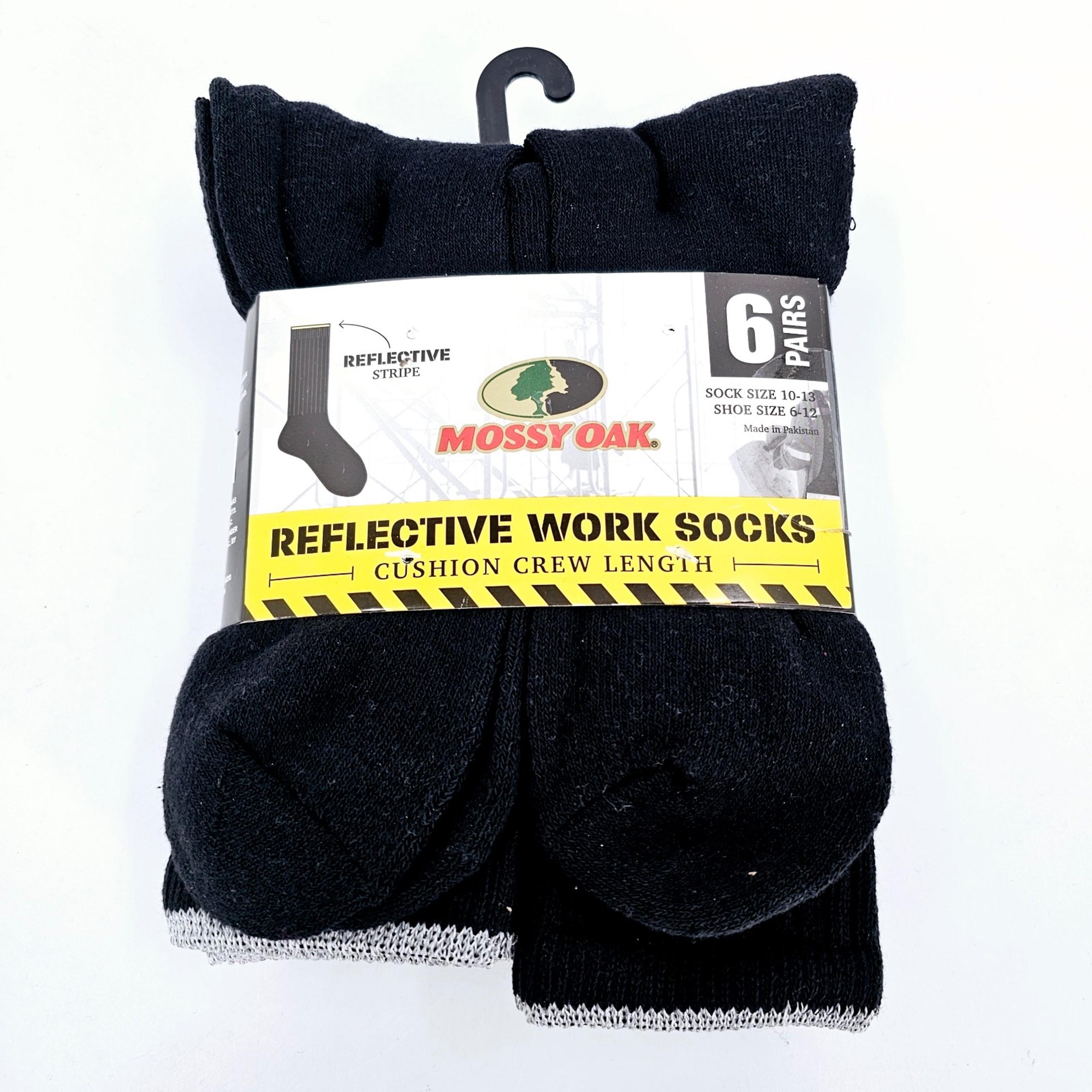 Mossy Oak Reflective Work Socks 6 Pairs Cushion Crew Men's