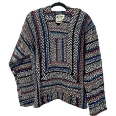 Baja Joe Deluxe Baja Mexican Poncho Hoodie Size XL GUC
