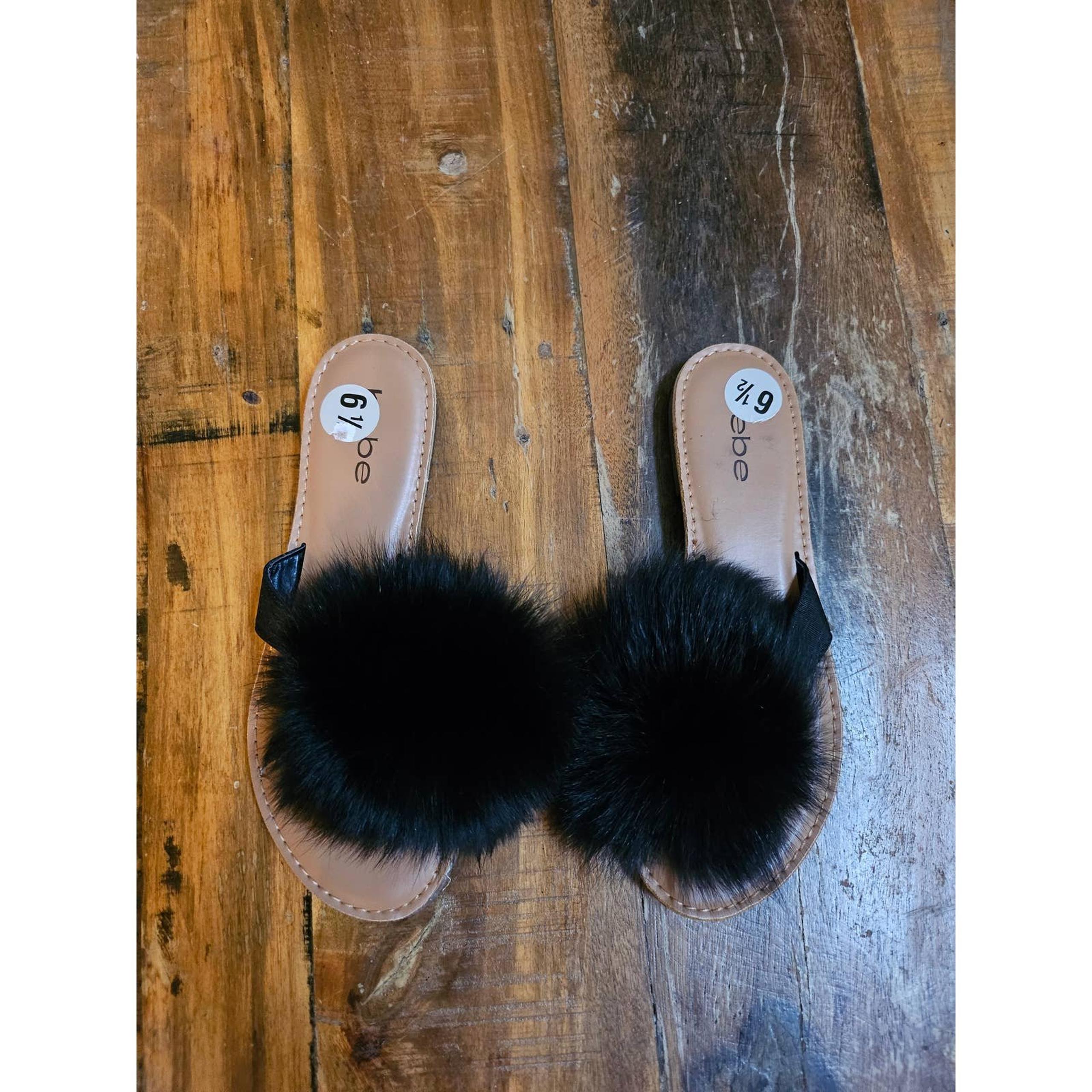 Bebe Faux Fur Sandals Size 6.5