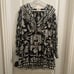 Farm Rio Black &Cream Tropical Floral Geometric Ruffle Dress Size Medium
