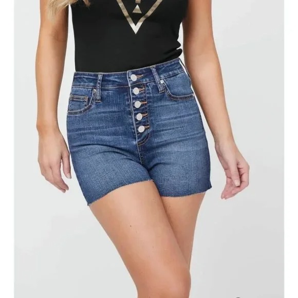 GUESS High Waist Logo Denim Shorts sz 27
