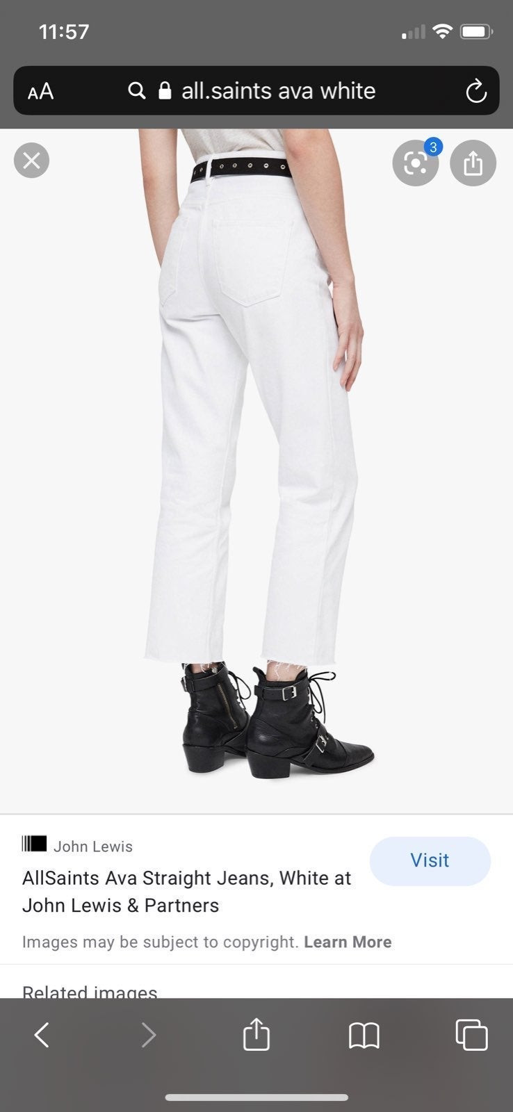 WHITE ALL SAINTS AVA STRAIGHT RAW EDGE J