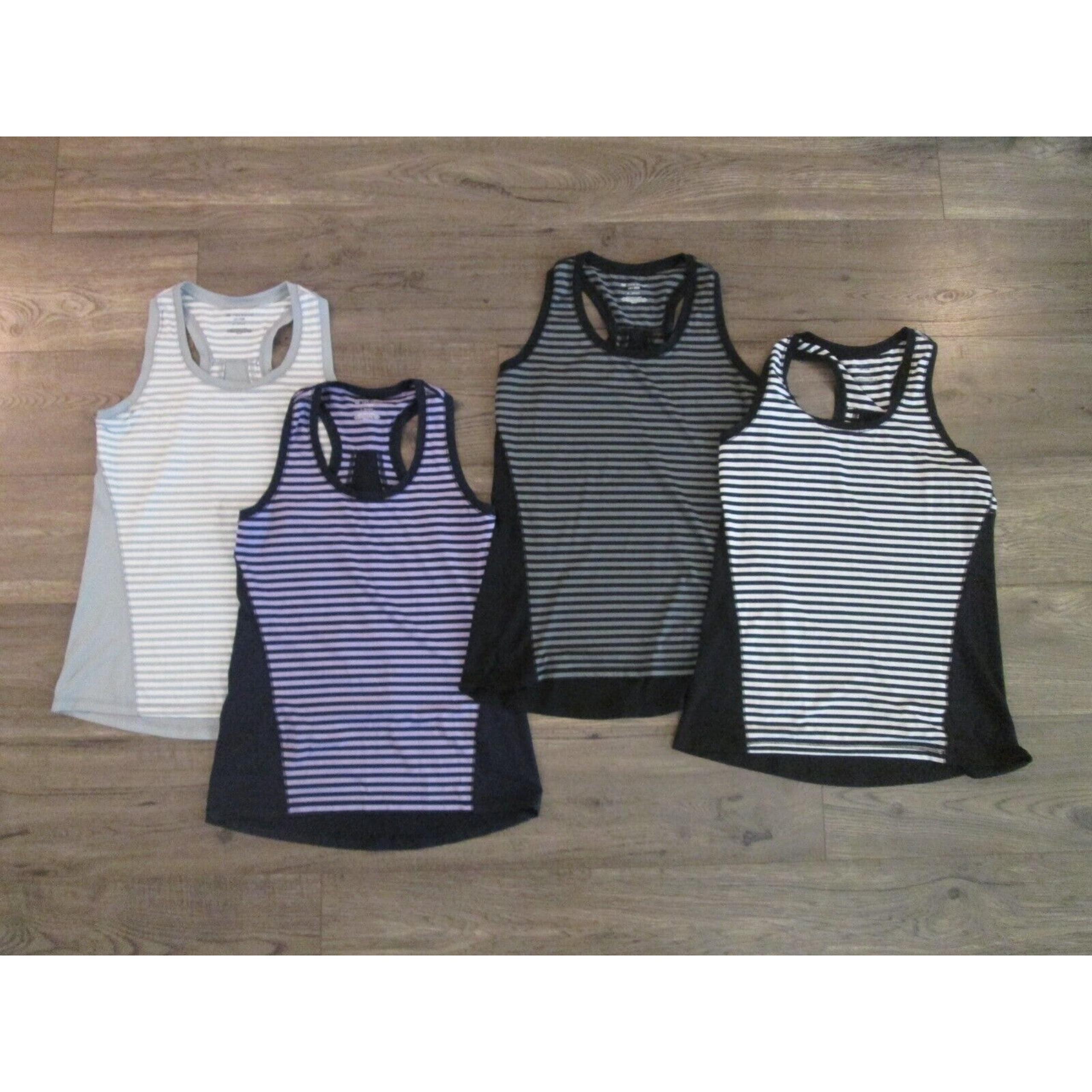 Women's Athletic Tank Tops Fitness Shirts Lot of 4 Tek Gear S-M Racerback Stripe