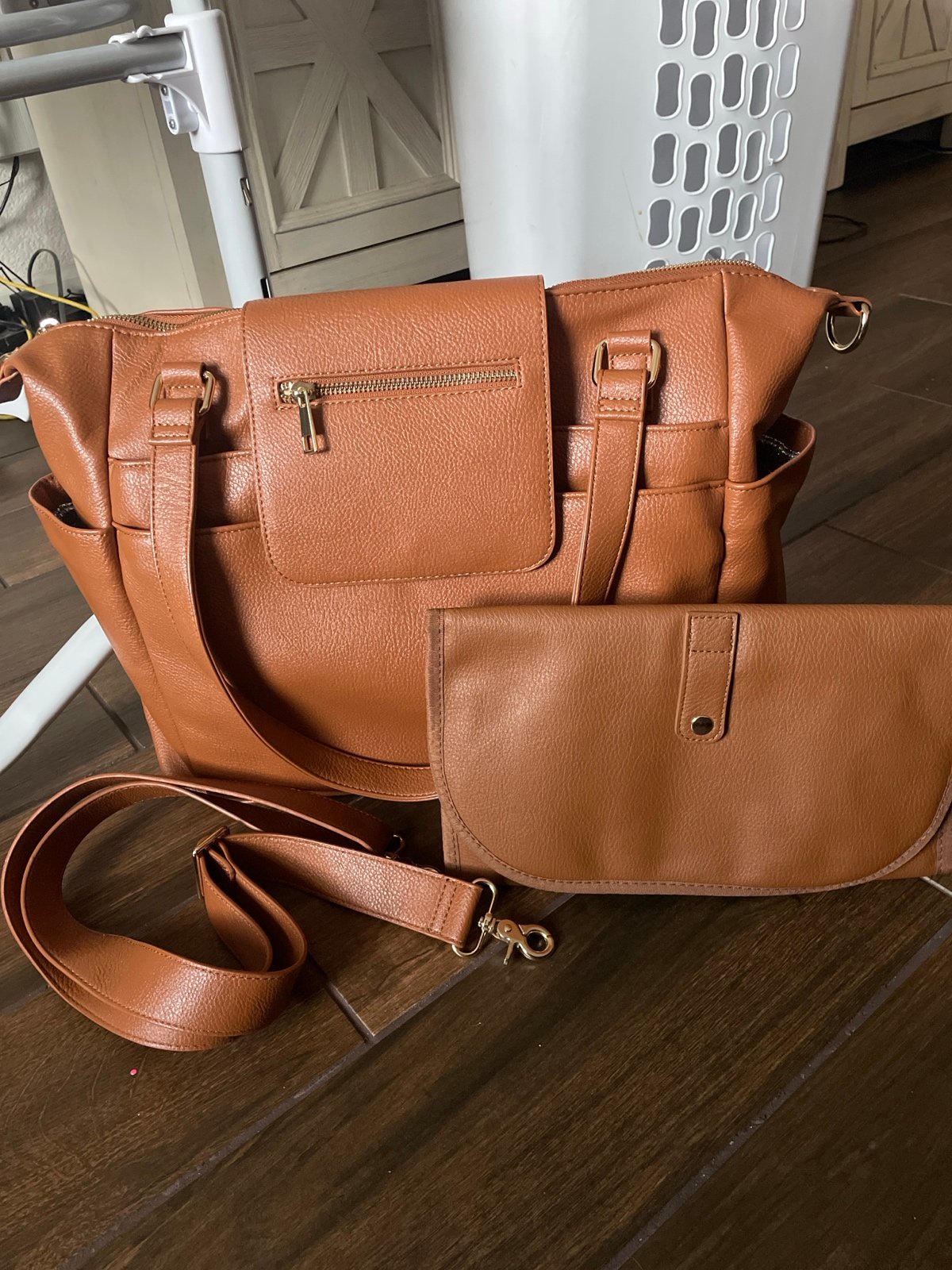 Leather diaper bag