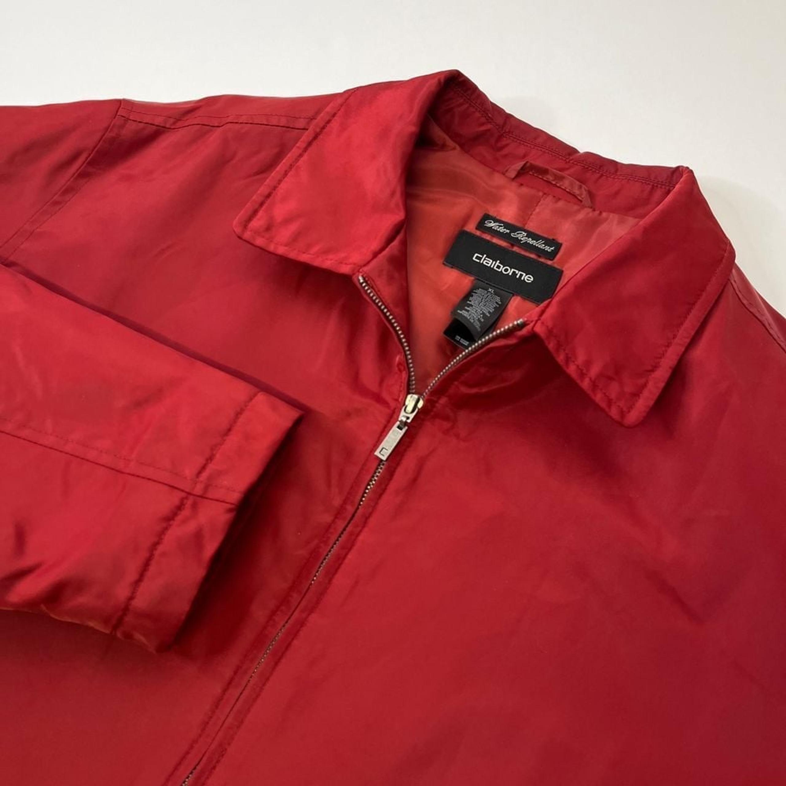 Claiborne Mens XL Red Water Repellent Windbreaker Jacket, Claiborne Mens Red 509
