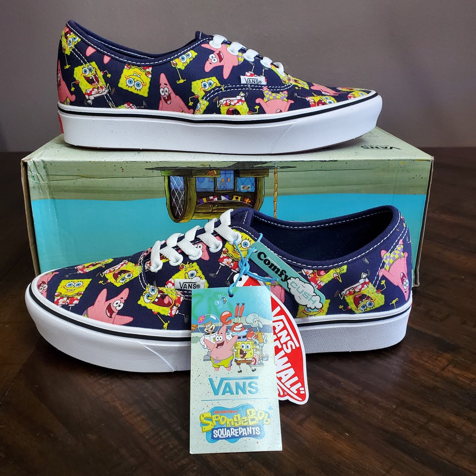 Vans Comfycush Authentic SpongeBob Alohabob Women Size 10.5, Men Size 9