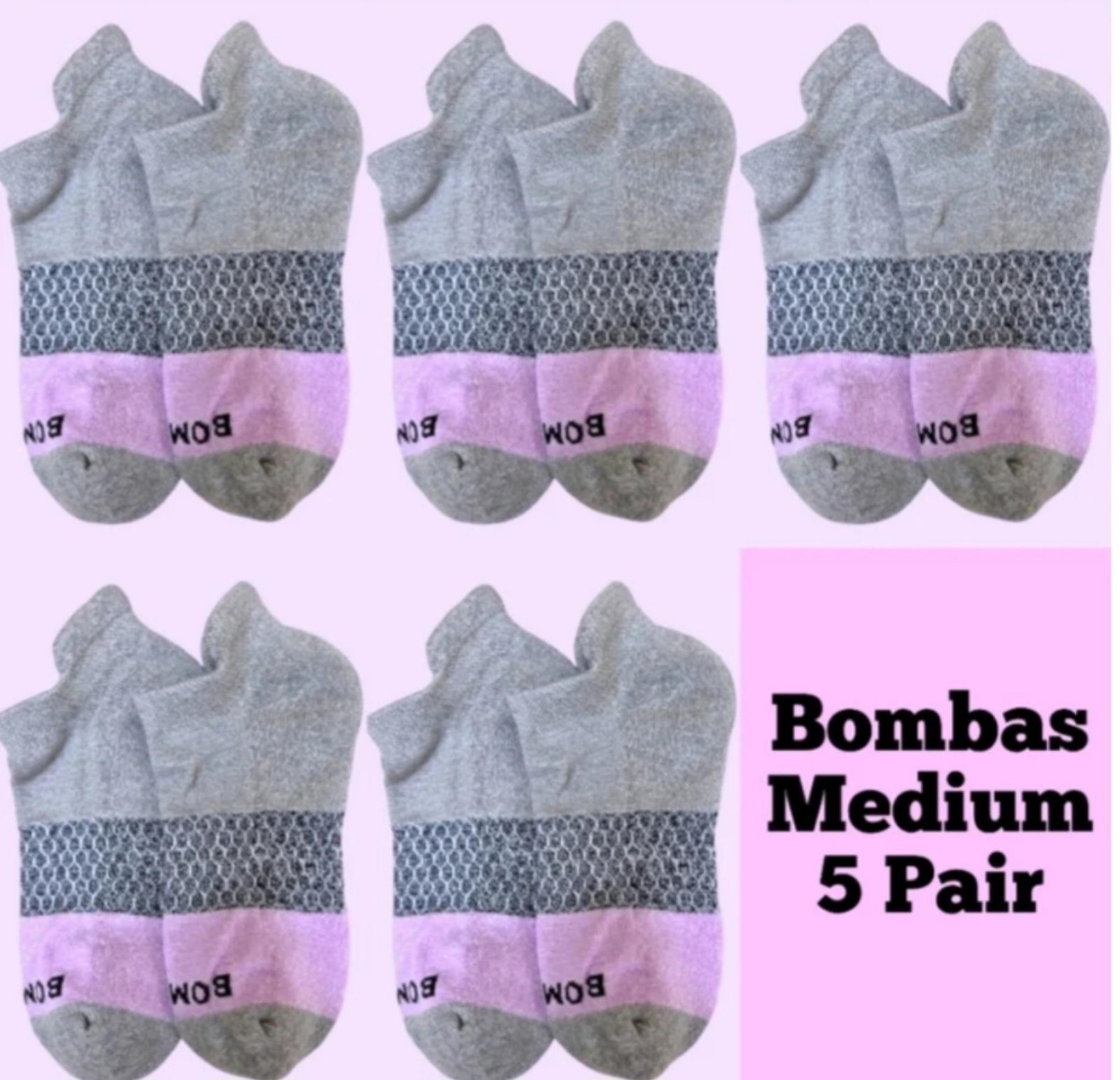 Bombas Ankle Socks Medium 5 Pair Unisex Womens & Mens Honeycomb Grey&Lavender