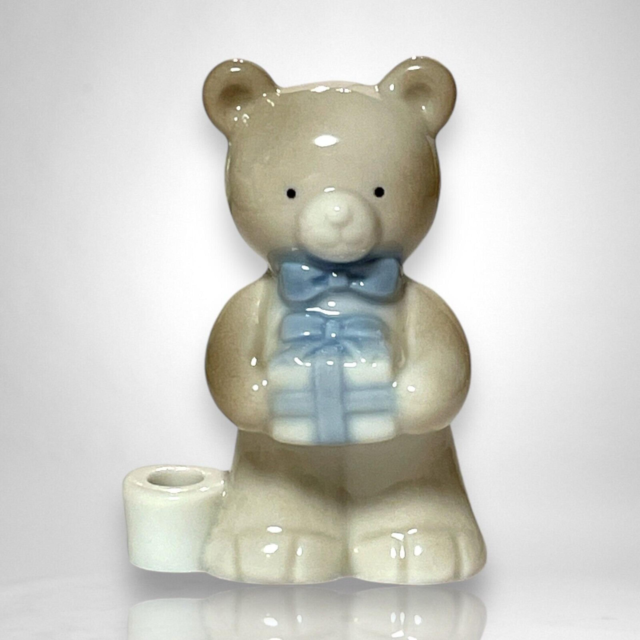 BIEDERMANN PORCELAIN TEDDY BEAR CANDLE HOLDER Cake Topper 1st Birthday
