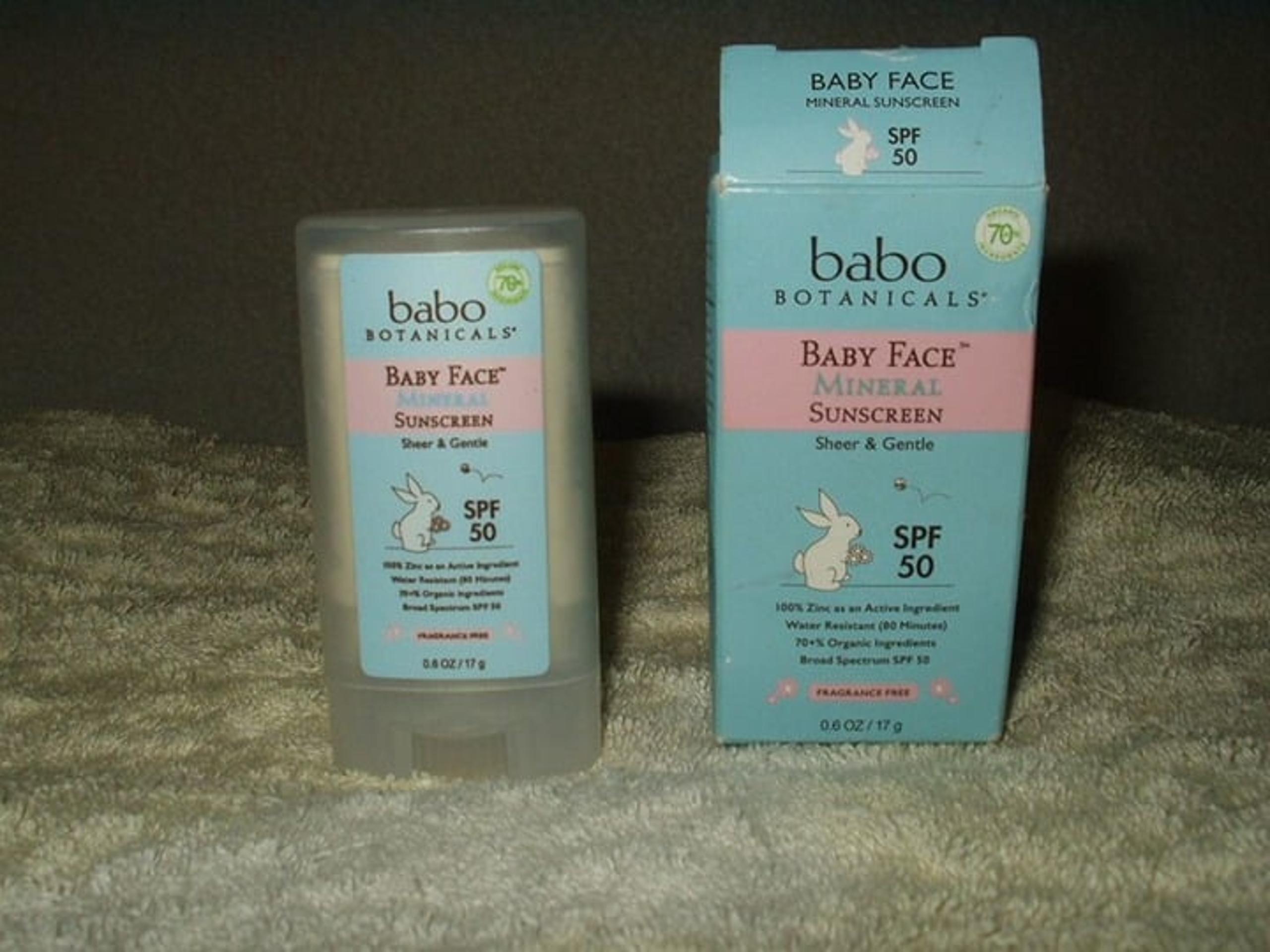babo baby face mineral sunscreen spf50 .6 oz fragrence free contains zinc - Babo Botanicals