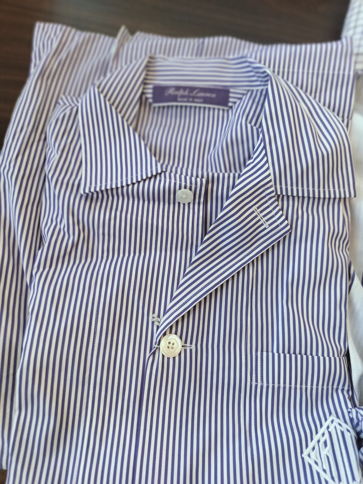 Ralph Lauren purple label pajama set , purple,med purple&white check