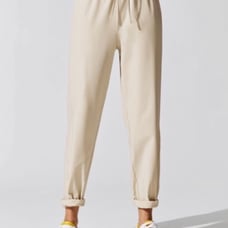Carbon38 Stretch Woven Drawstring Pant In Khaki Sz S
