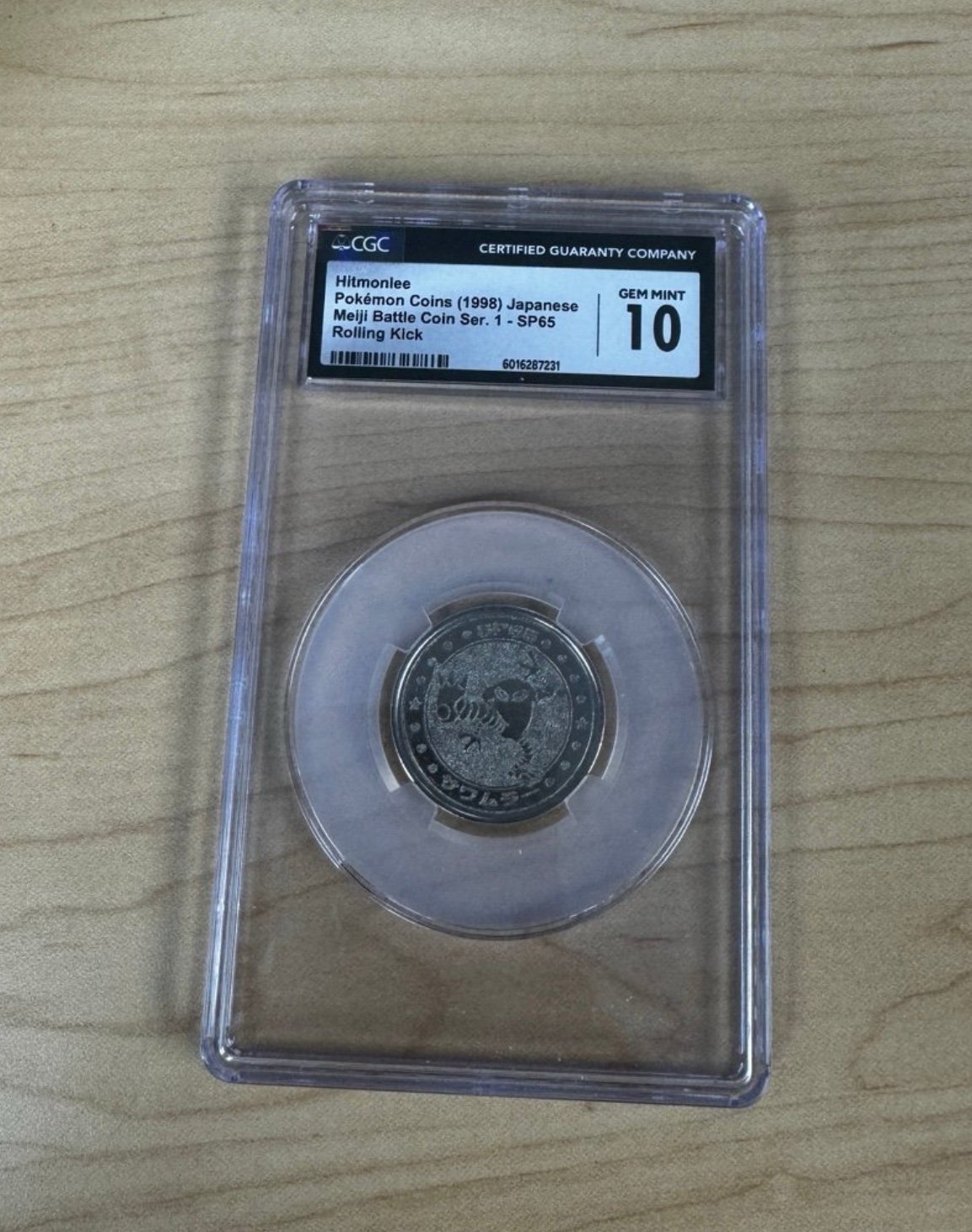 Hitmonlee Pokemon Rare Vintage Meiji Battle Coin  CGC 10 GM Sp65 1998