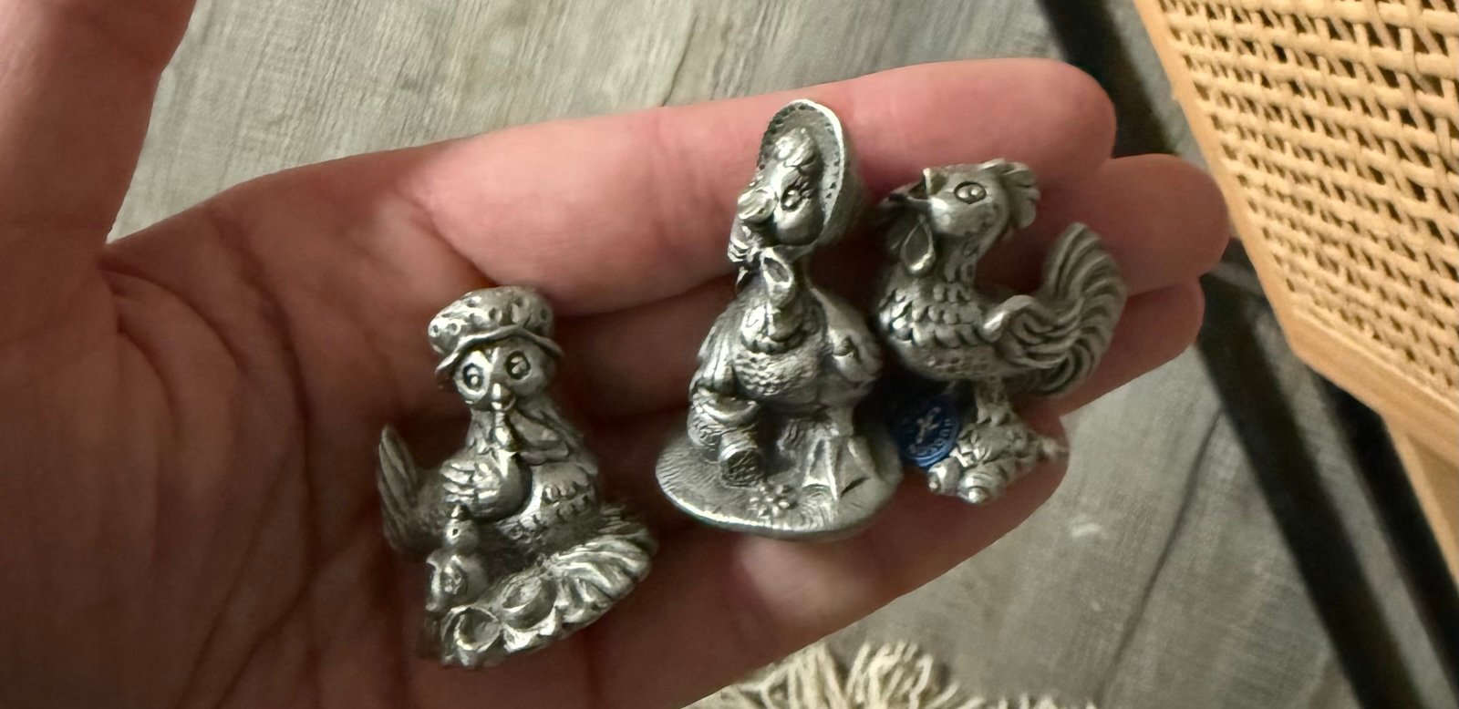 Vintage Hudson pewter 3 piece farm animals