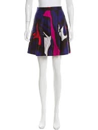 NWOT Diane Von Furstenberg Silk/Cotton Blend Abstract Pleated Skirt Sz 2
