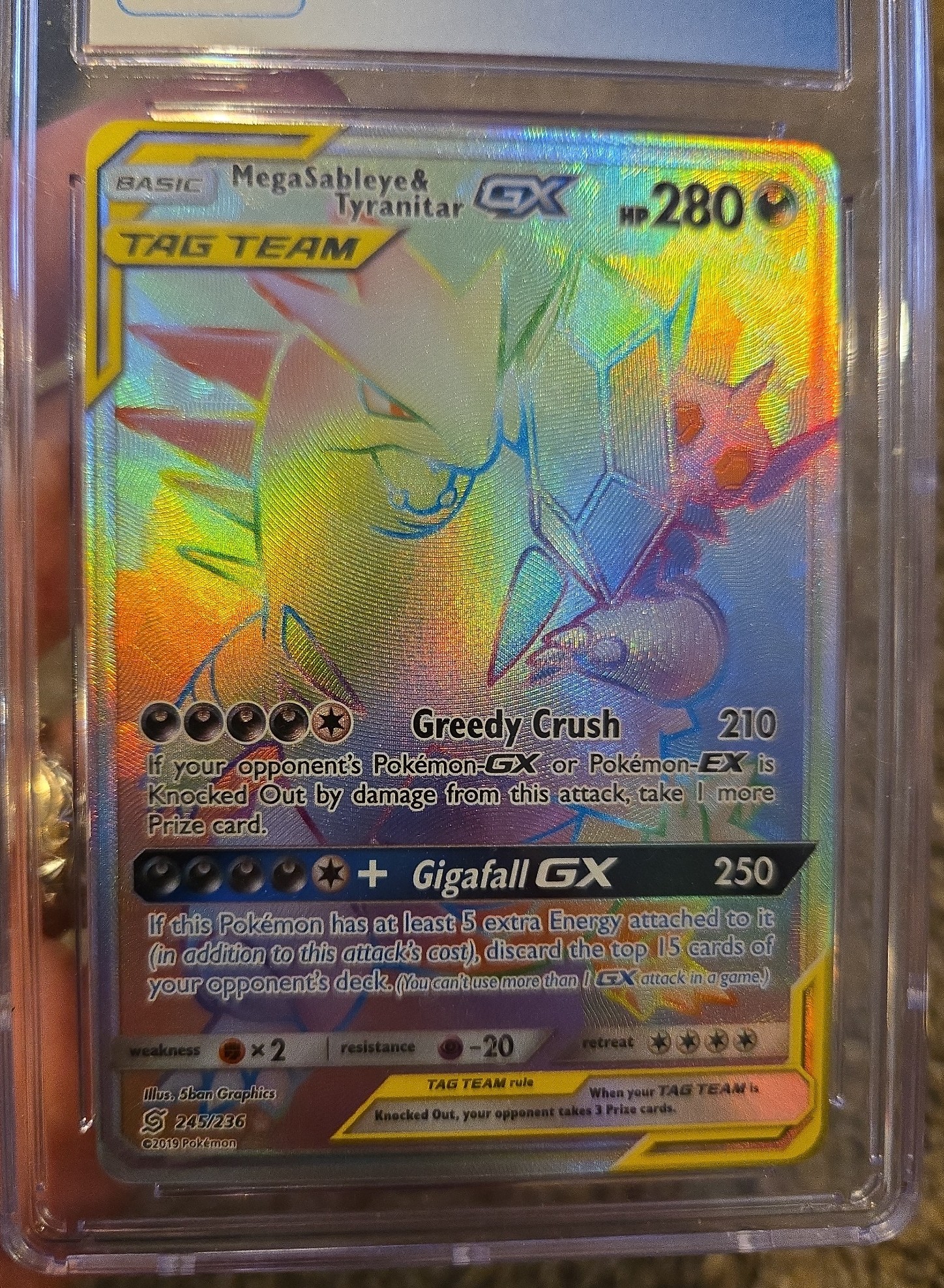 Mint graded holo rainbow rare tyranitar tag team pokemon card
