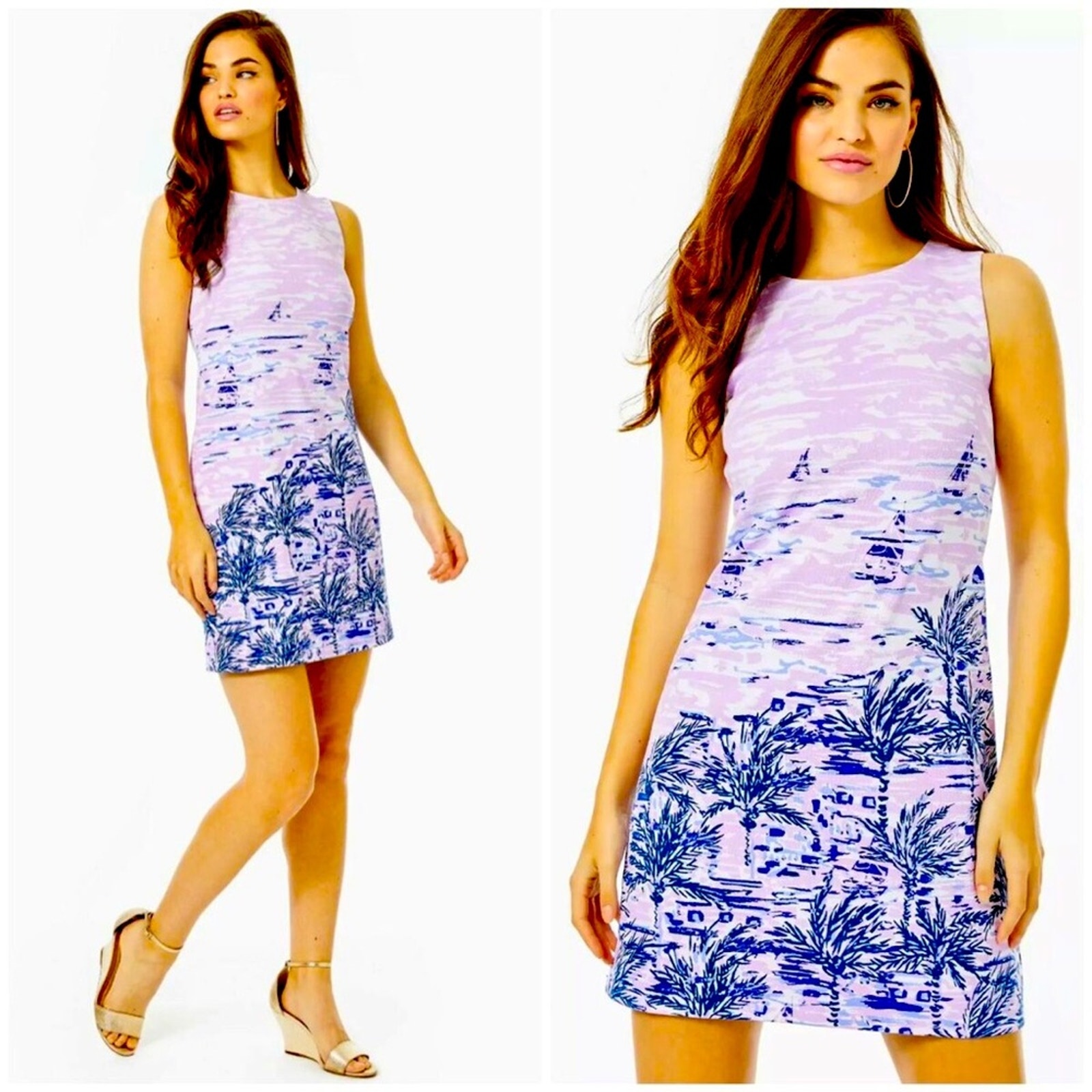 NWT Lilly Pulitzer Gellar Stretch Shift Dress in Purple Iris On The Horizon XL
