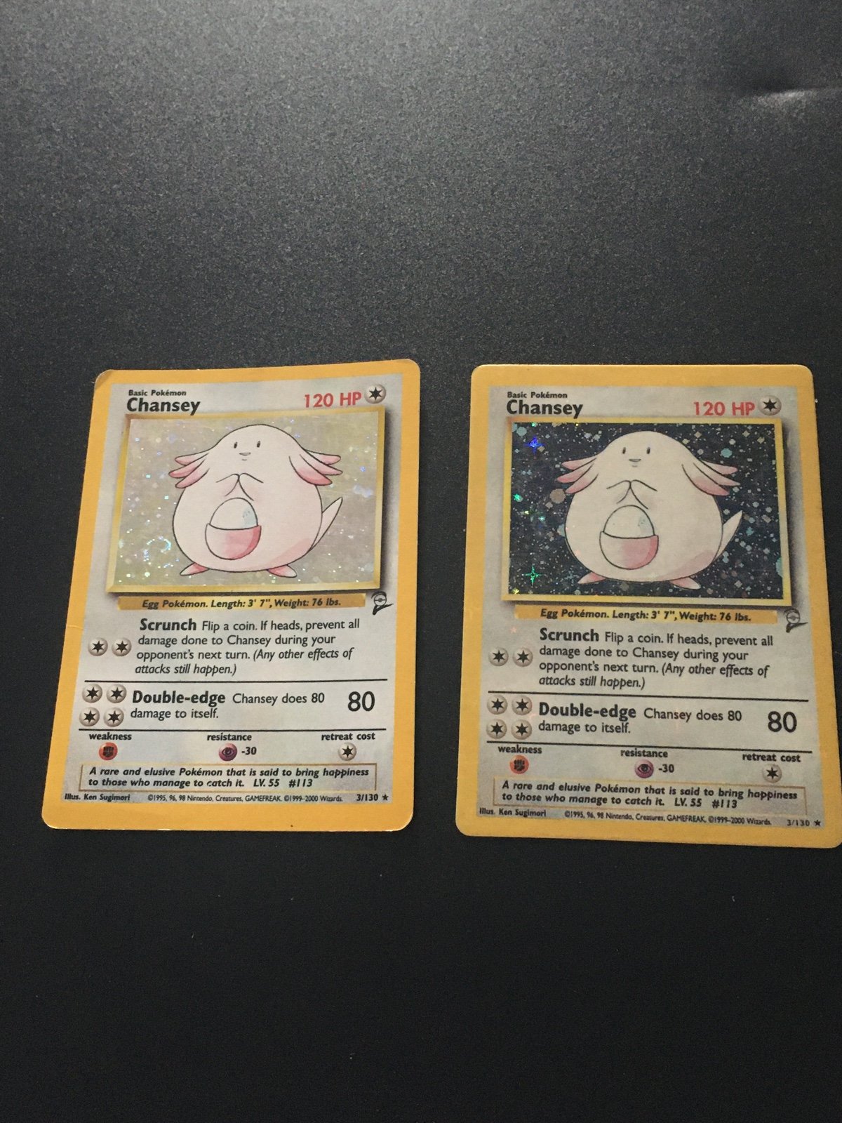 3/130 chansey holo print error + holo bleed
