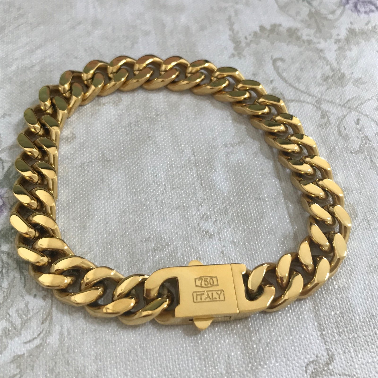 AU750 Pure Gold Flat Cuban Bracelet