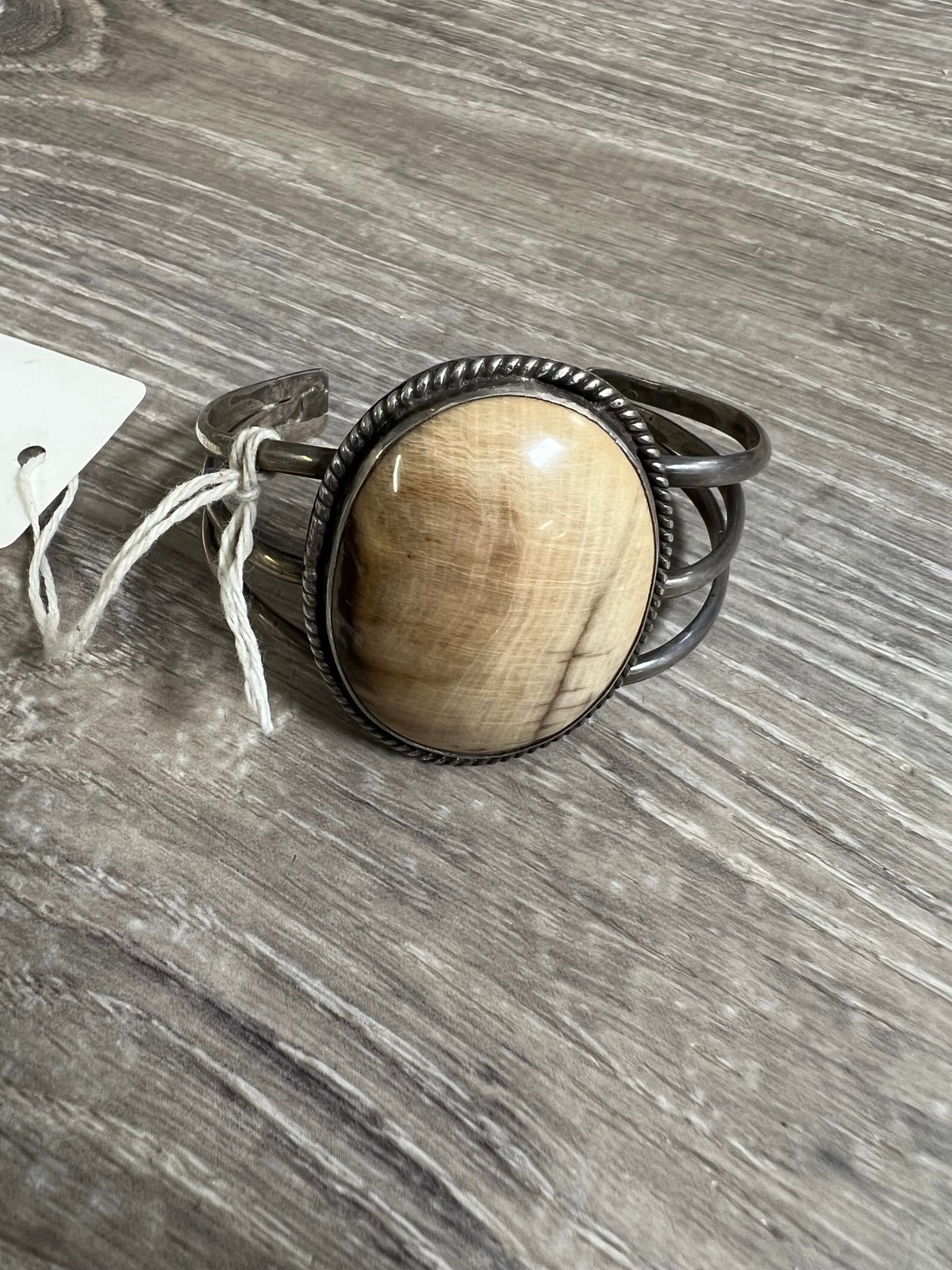 Vintage OLD PAWN PETRIFIED WOOD CONCHO CUFF BRACELET Jewels Bin G