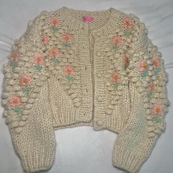 sugar thrillz dolls kill flower patch chunky knit cardigan sweater