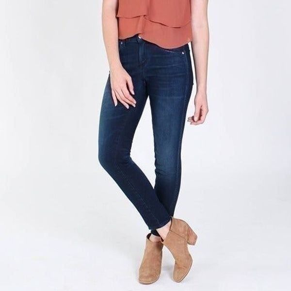 AMO Women's Denim Twist Wash Eclipse Jeans Mid Rise Skinny Cropped Size 26