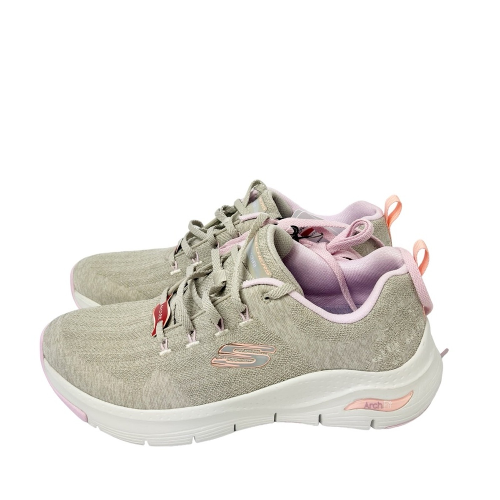 SKECHERS WOMEN ARCHFIT COMFY WAVE BEIGE PINK SIZE US 10 NEW WITH TAGS