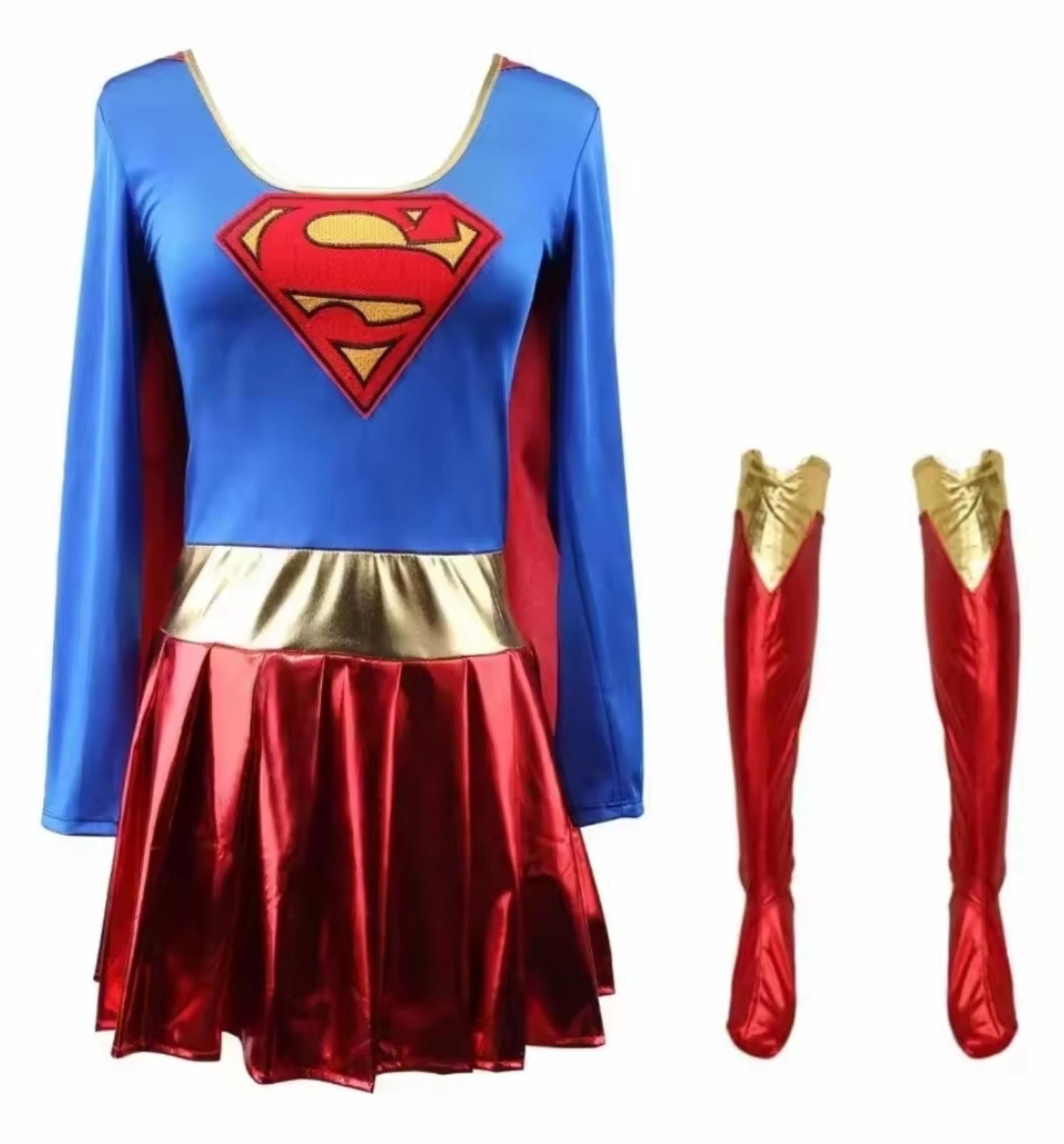 Women Super Girl Superhero Superwomen Costume Fancy Dress Outfit Party Halloween