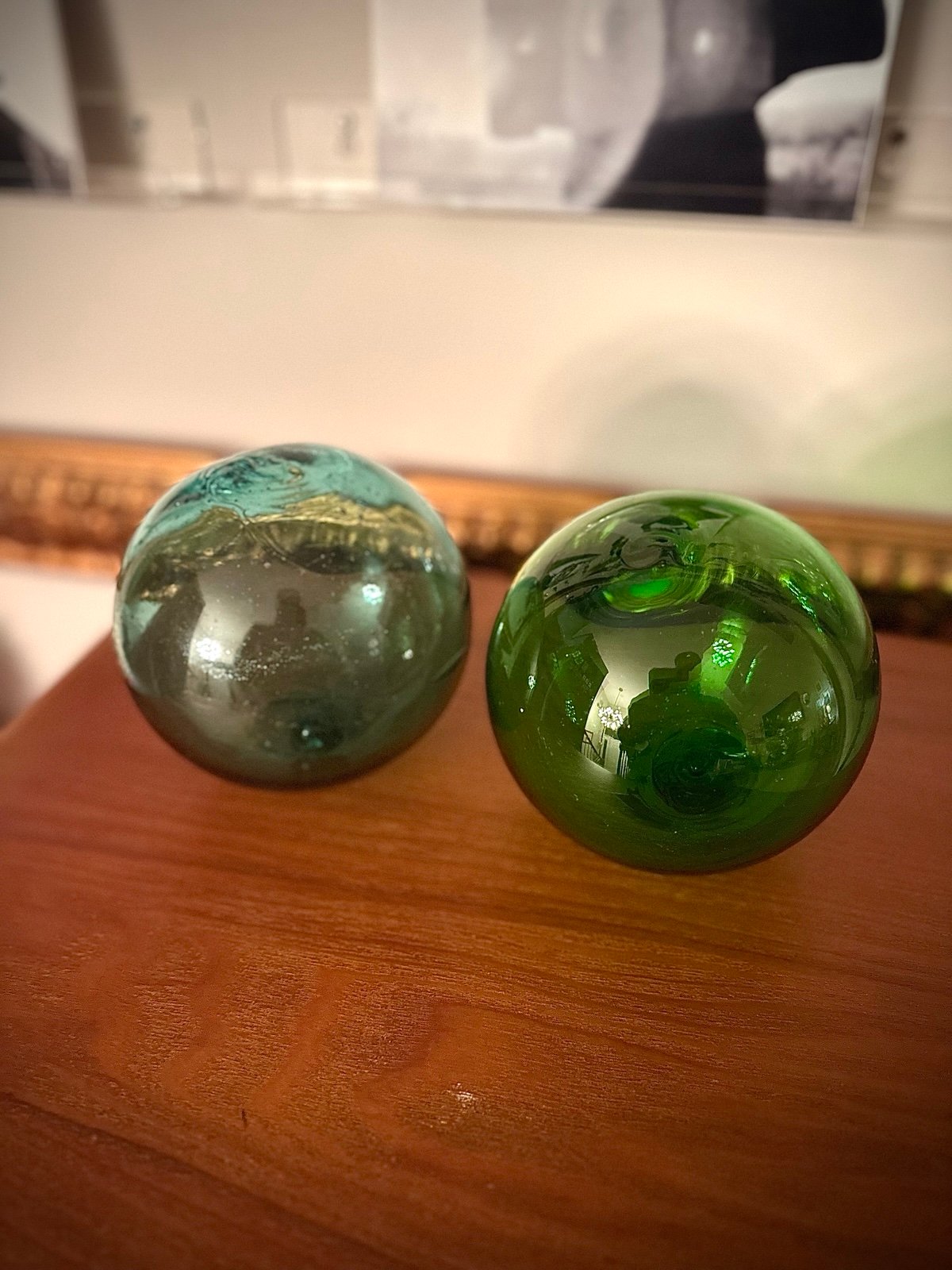 Green + Blue Glass Japanese Buoy Spherical Orbs