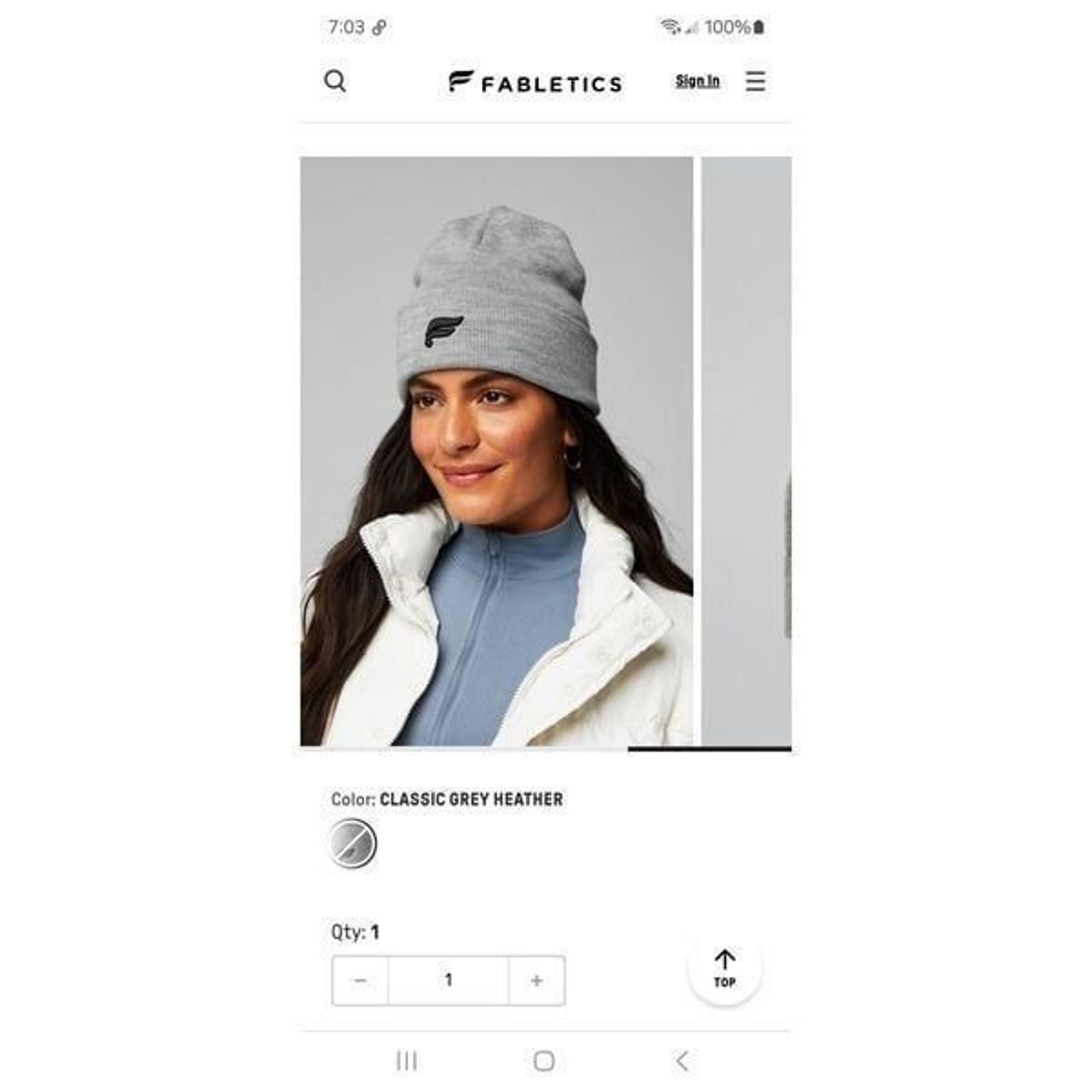 New Unisex Fabletics Alpine Beanie Heather Grey Hat Cap NWT