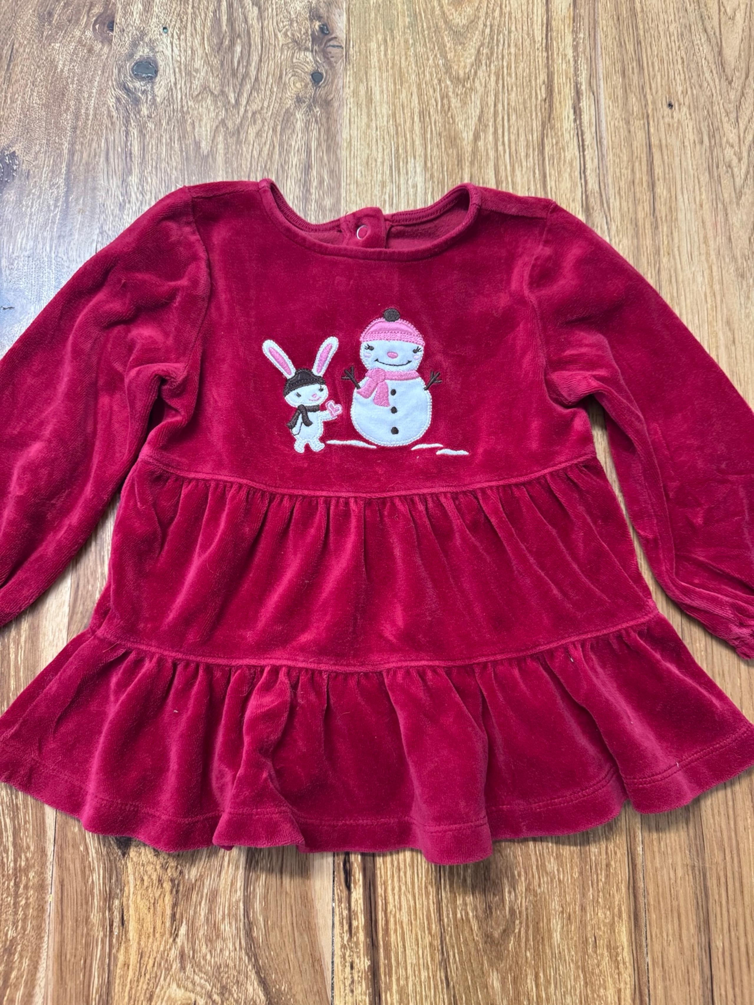 Gymboree Winter Velvet-like Snowman Christmas/Winter  Shirt Dress/Tunic