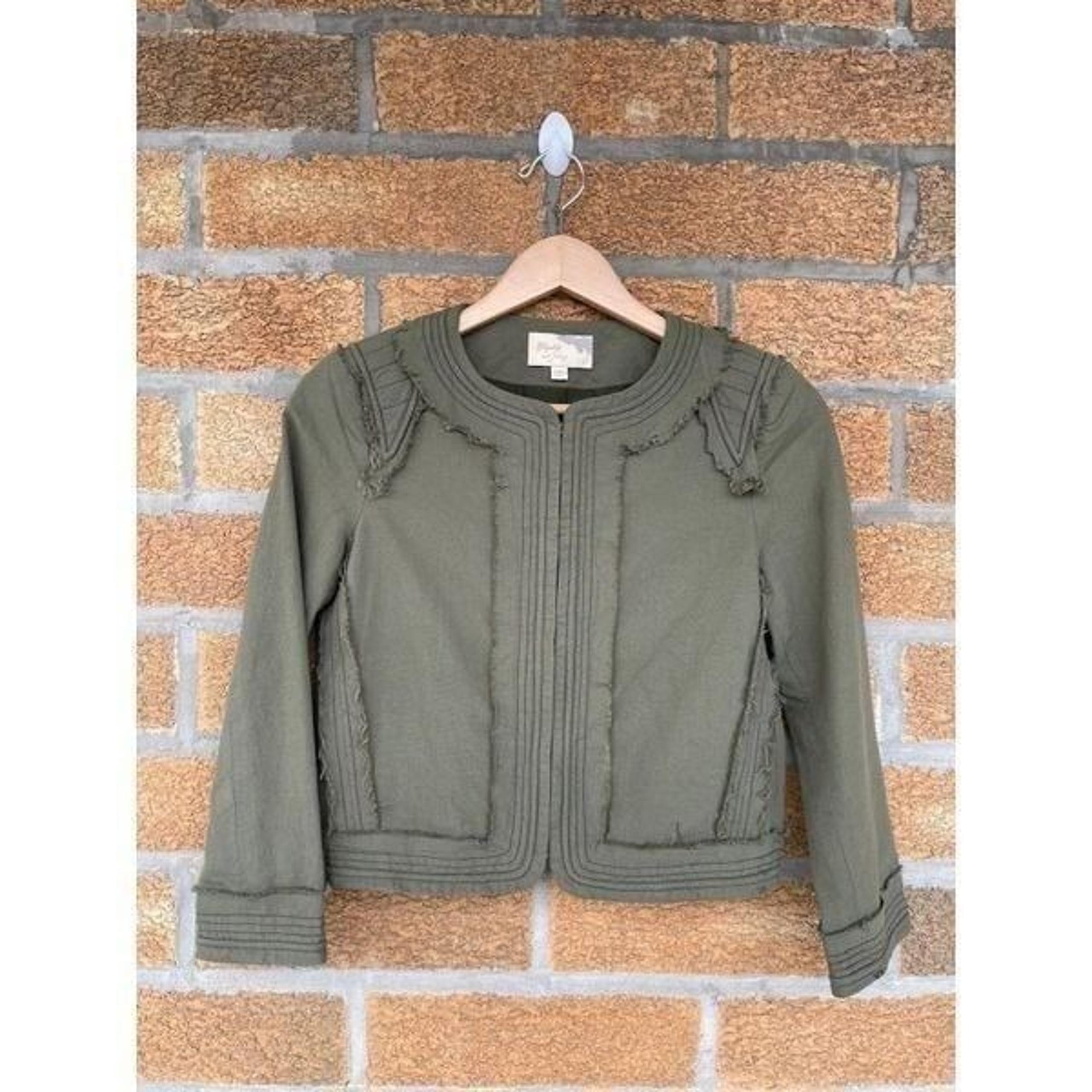 Elizabeth and James Olive Distressed Military Jacket Blazer