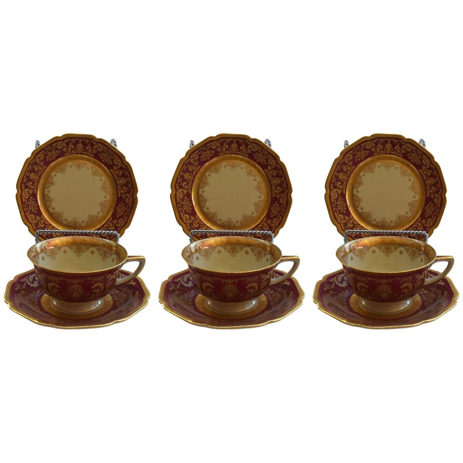 Vintage 30s H & C Selb Germany Heinrich Cup, Saucer & Desert Plate - Set of 3