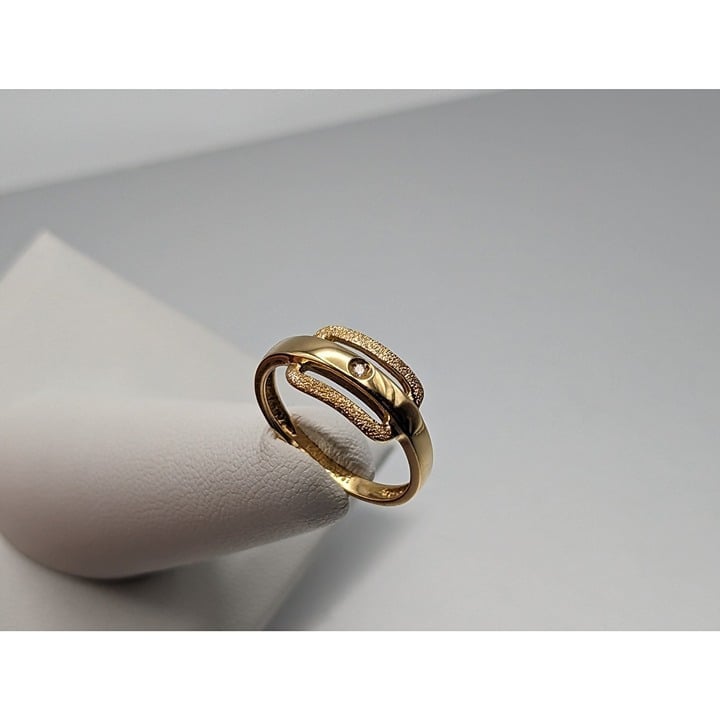 18k Milor Italy Gold Diamond Ring Mid Century Modern Yellow Gold Diamond