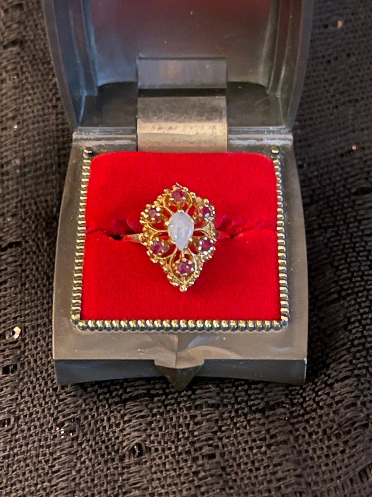 Opal and Ruby Gold Ring 14K Gold