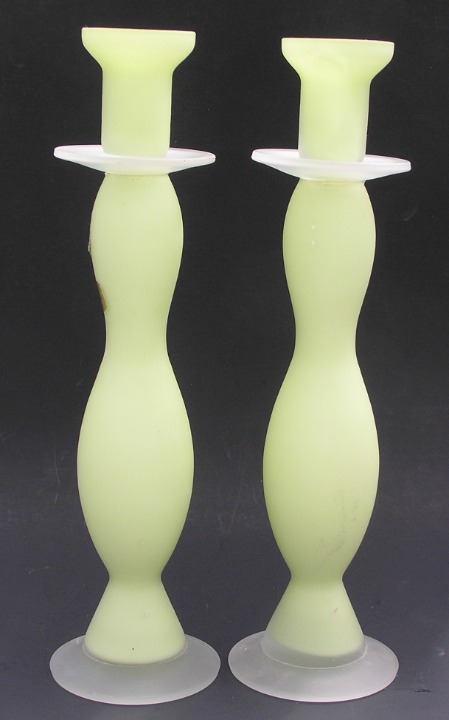Tall Pastelli Italian Satin Glass Candle Holders 14.5 