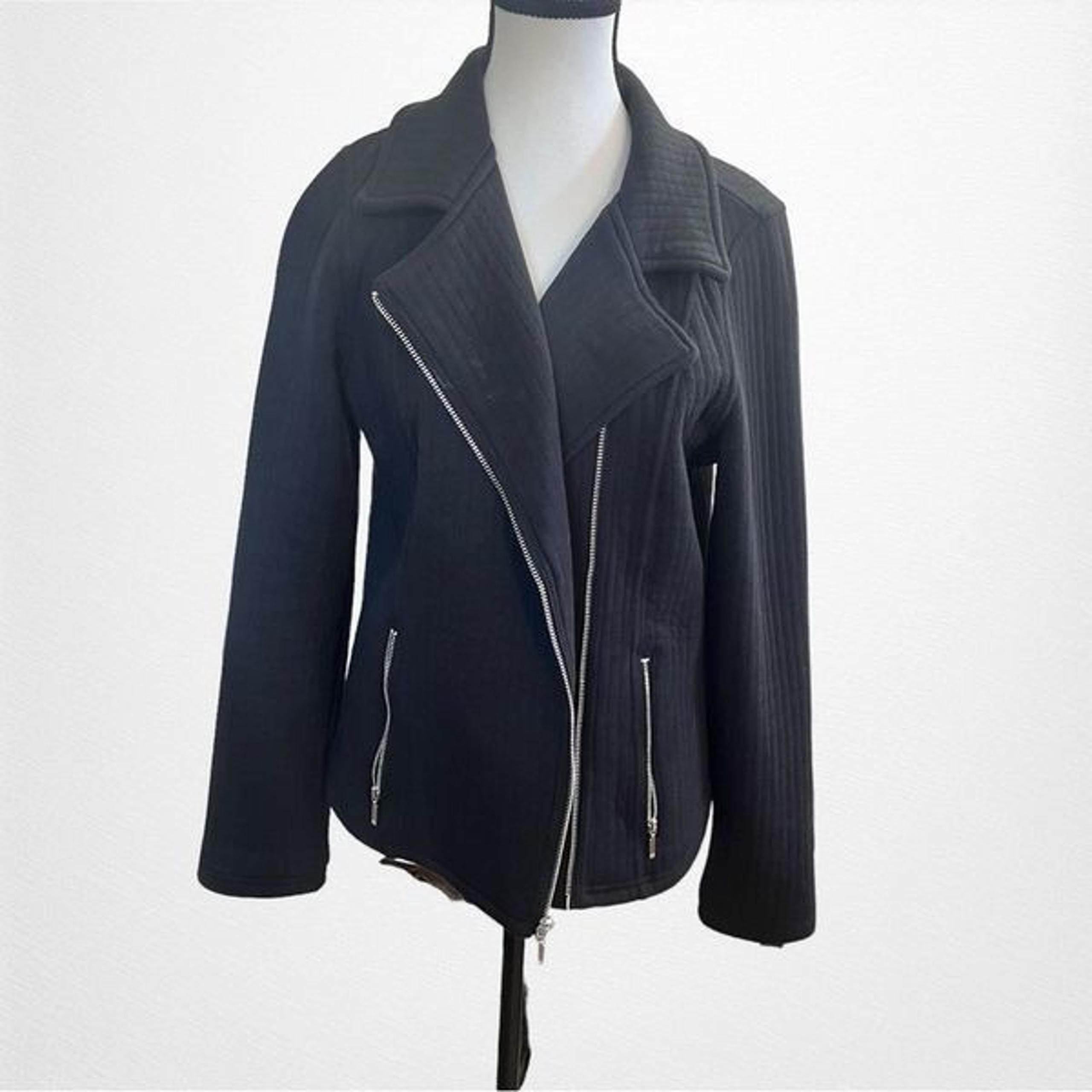 Isaac Mizrahi Mixed Quilted Knit Motorcycle Jacket Size Small