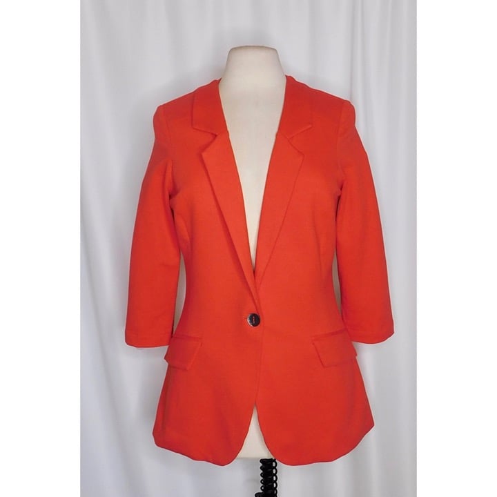 NWT!! Anthropologie CARTONNIER Red Knit Blazer Jacket Stretch Solid ~ Medium