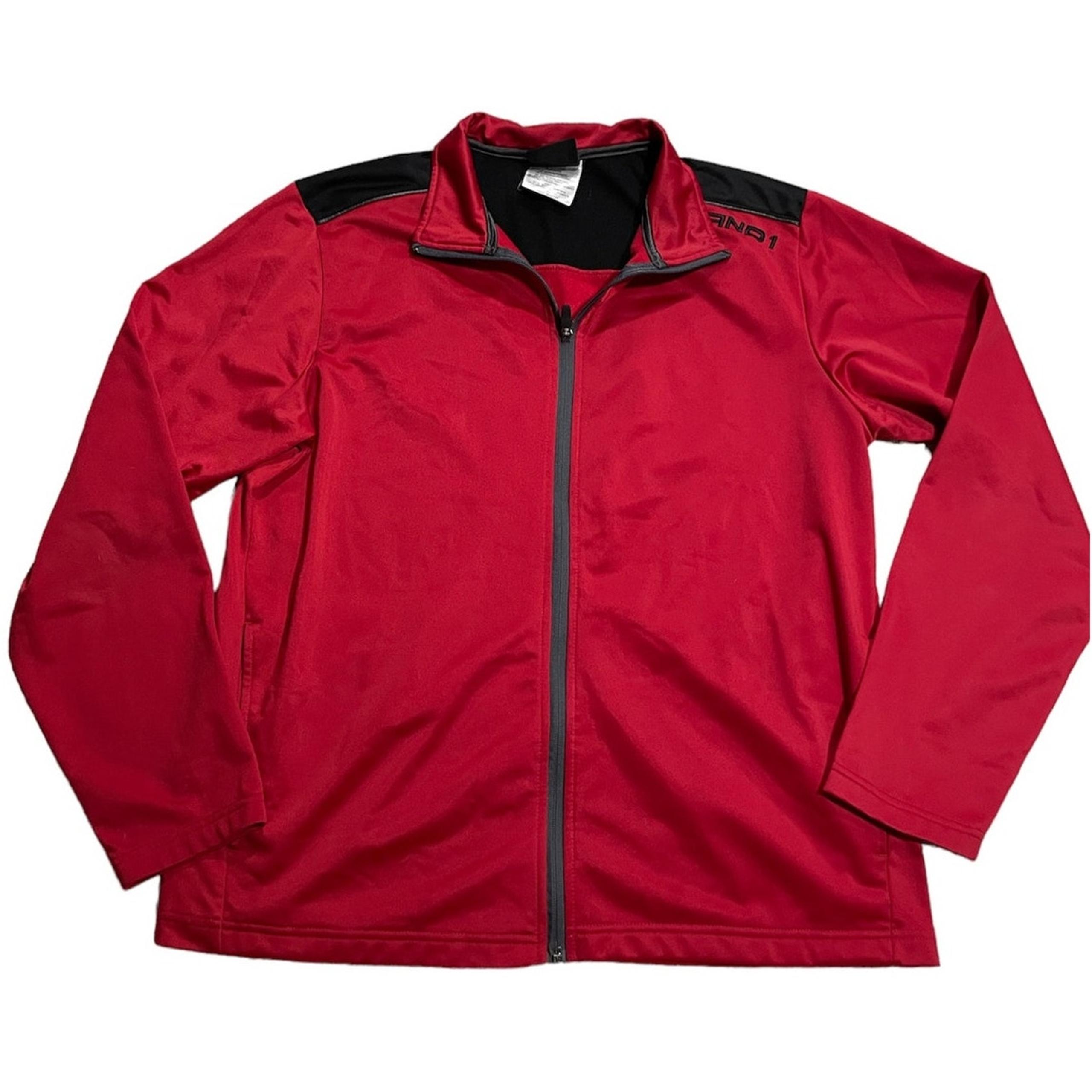 And1 Track Jacket Full Zip Mens Large Athletic Activewear Red Black Long Sleeve