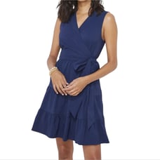 NWT Vineyard Vines Performance Harbor Seersucker Wrap Dress Deep Bay Blue Small
