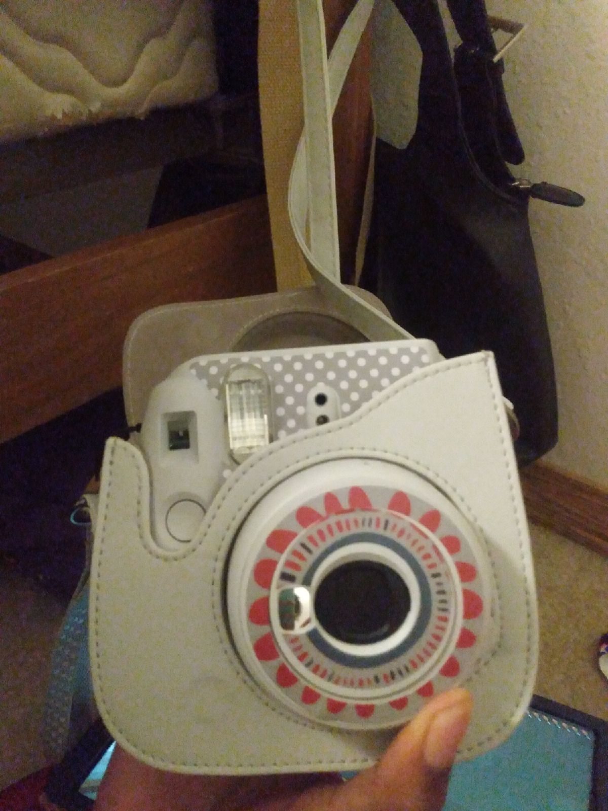 A Polaroid camera and case