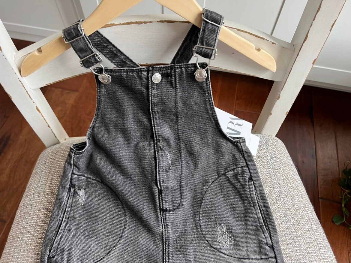 New Zara ripped denim overalls