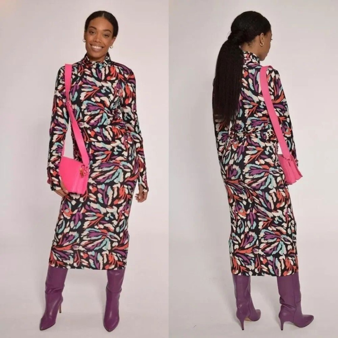 NWT ESSENTIEL Antwerp Anthropologie Calahorra Printed Bodycon Midi Dress Size 2