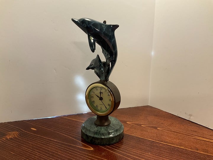 San Pacific Brass Dolphin Clock