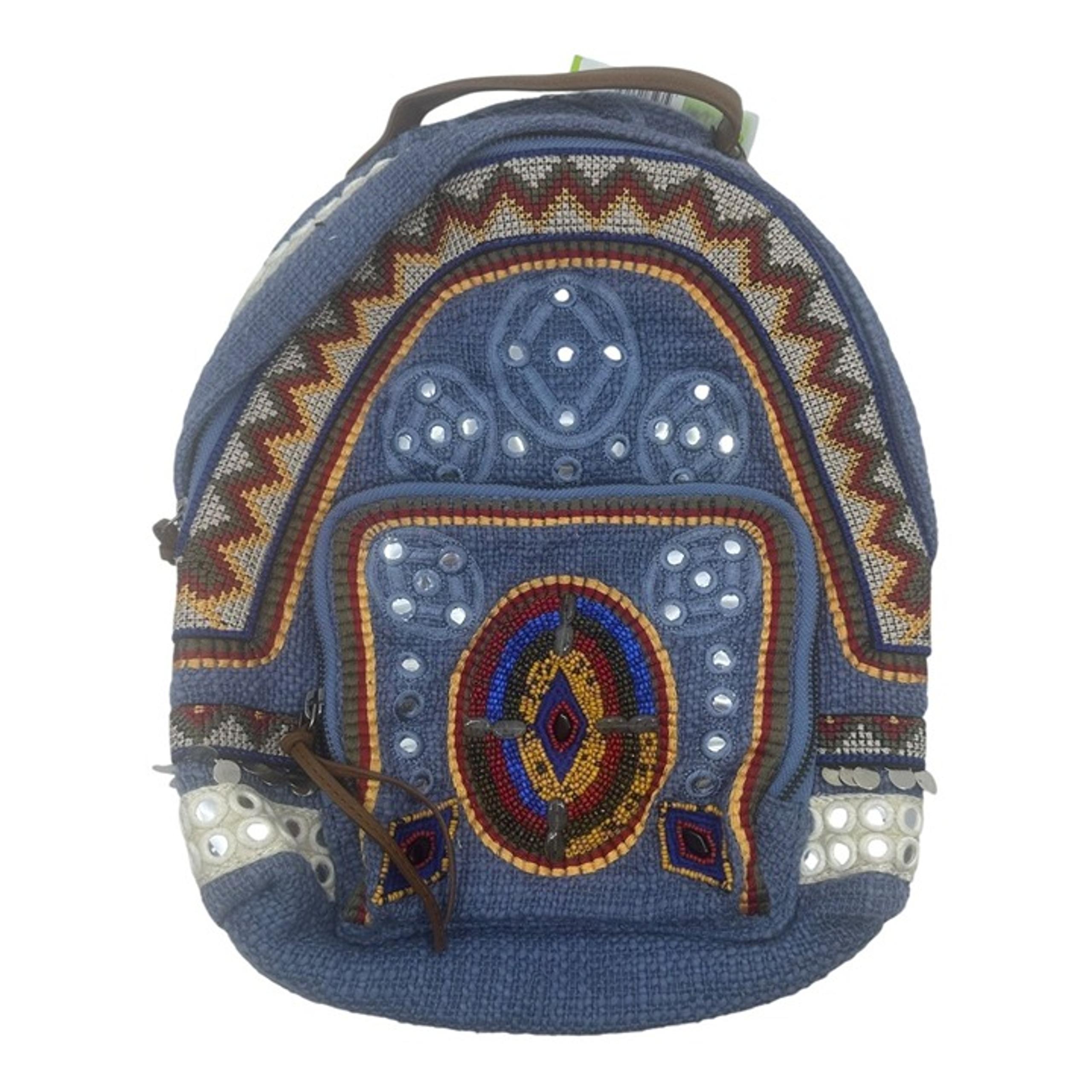 Sam Edelman Womens Denim Indie Boho Rashida Woven Beaded Backpack NWT 1/2 Price
