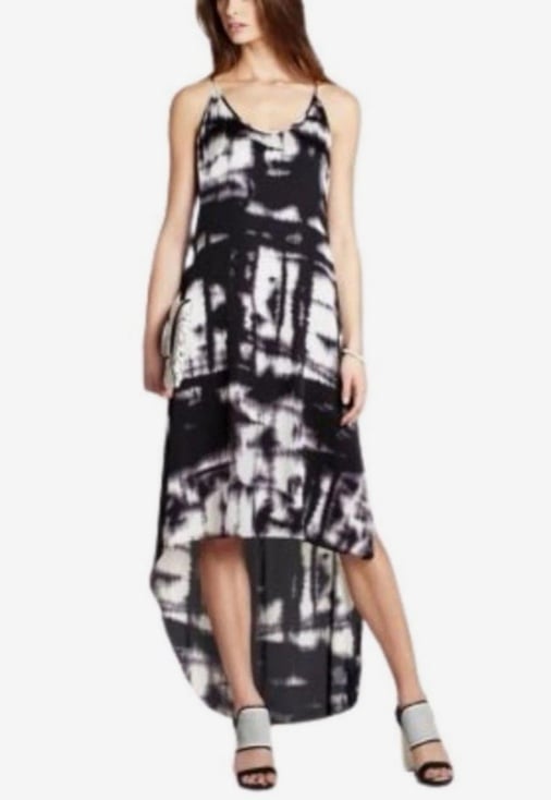 BCBGMAXAZRIA black & grey satin hi-low dress S