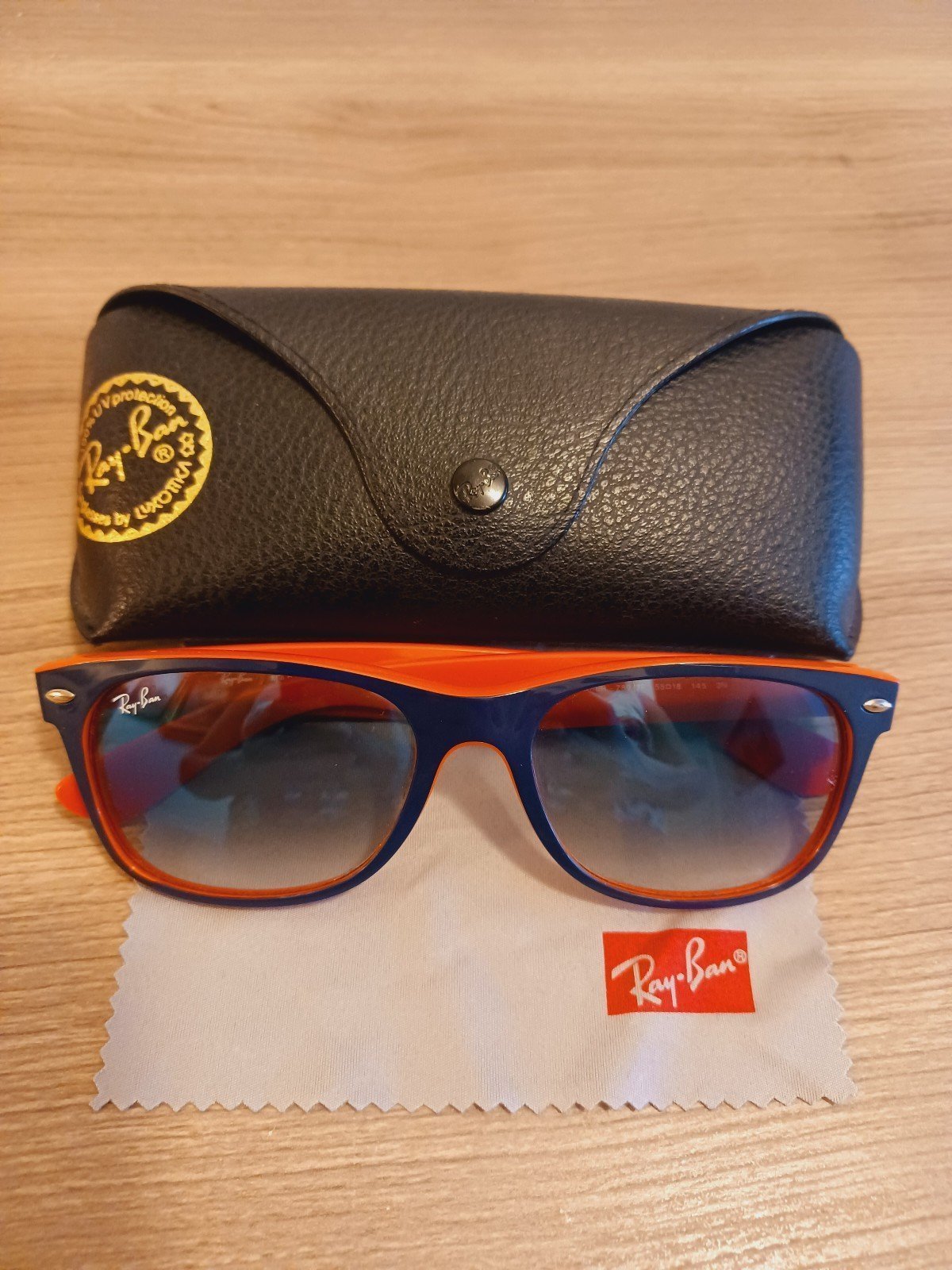 Ray Ban RB 2132 Wayfarer Blue Orange Sunglassses Unisex