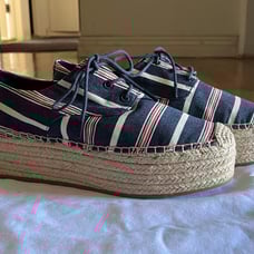 Tory Burch “FLORENCE” Stripe Platform Espadrille NWOB SZ 10