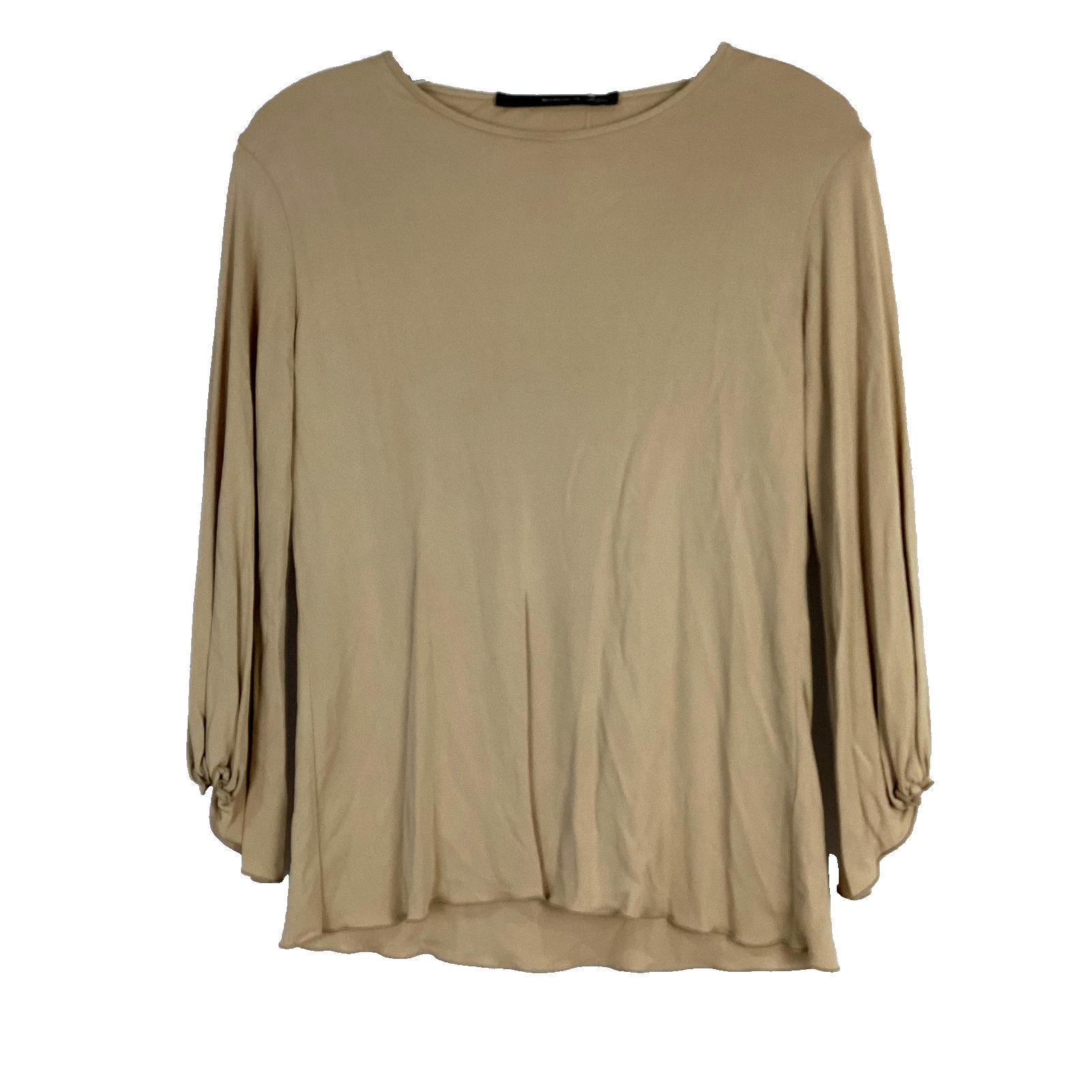 Maurizio Pecoraro Womens Tan Viscose Long Sleeve Top Sz 12