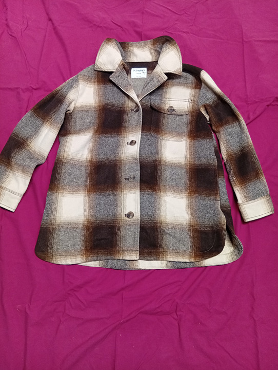 Old Navy Brown Plaid Wool Blend Jacket Size Small