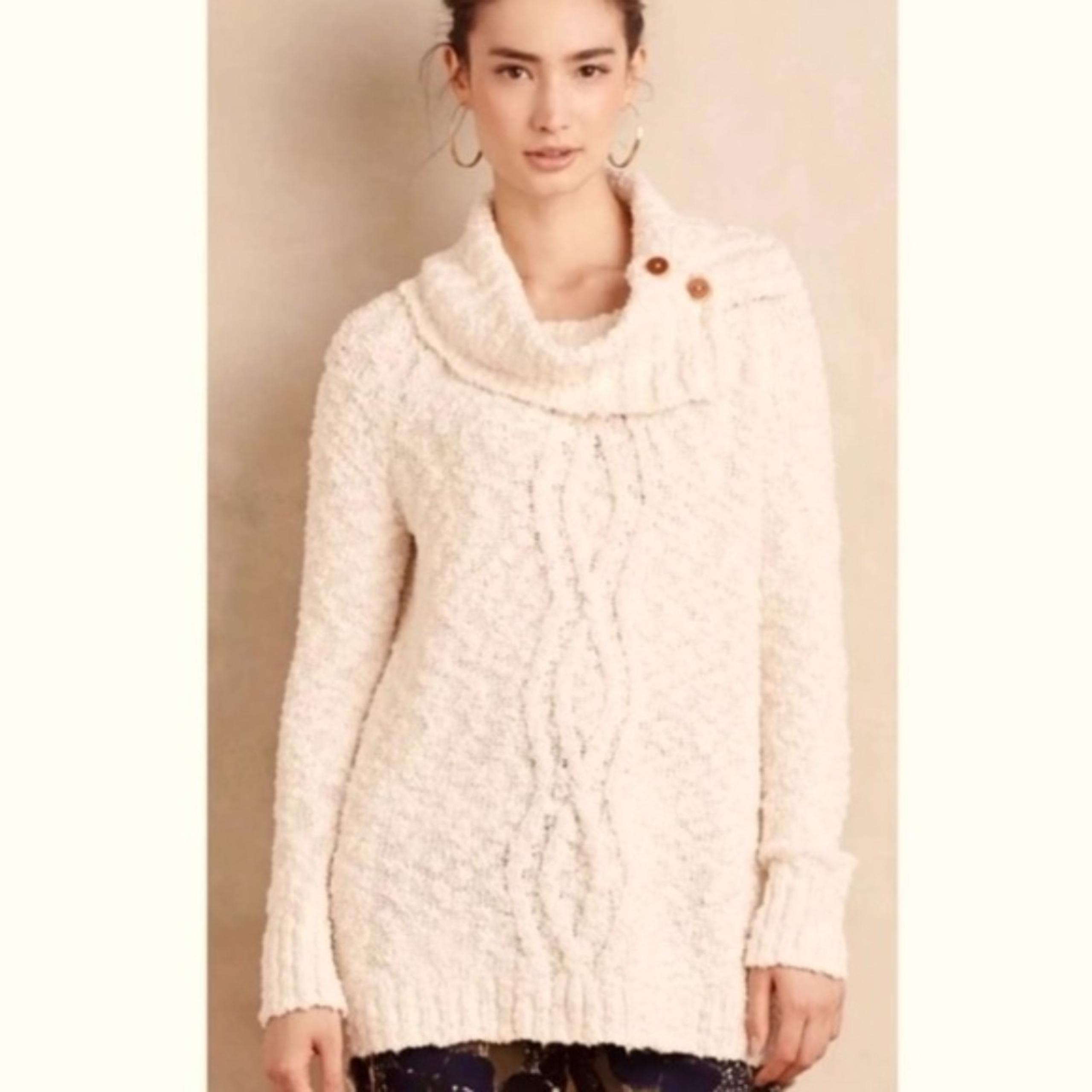 Anthropologie Moth Chunky Cable Knit Cowl Neck Sweater size Medium
